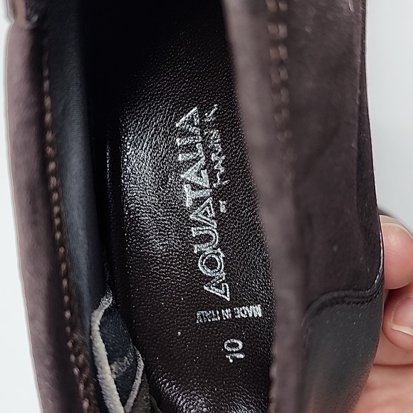 Aquatalia Brown Leather Heels Zip Back Booties Size 10 - Picture 6 of 7